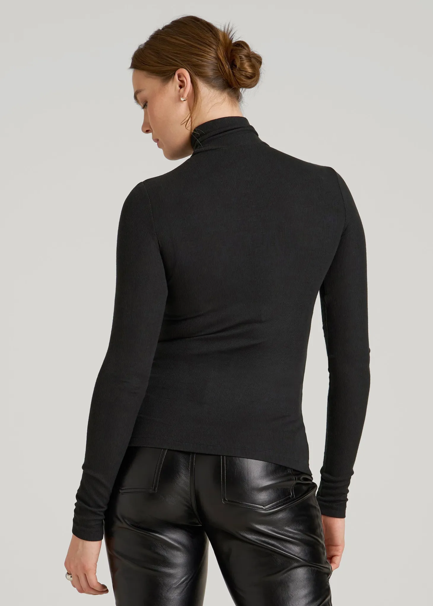 Fitted Long Sleeve Ribbed Turtleneck Tee for Tall Women