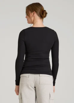 Fitted Ribbed Long Sleeve Henley for Tall Women