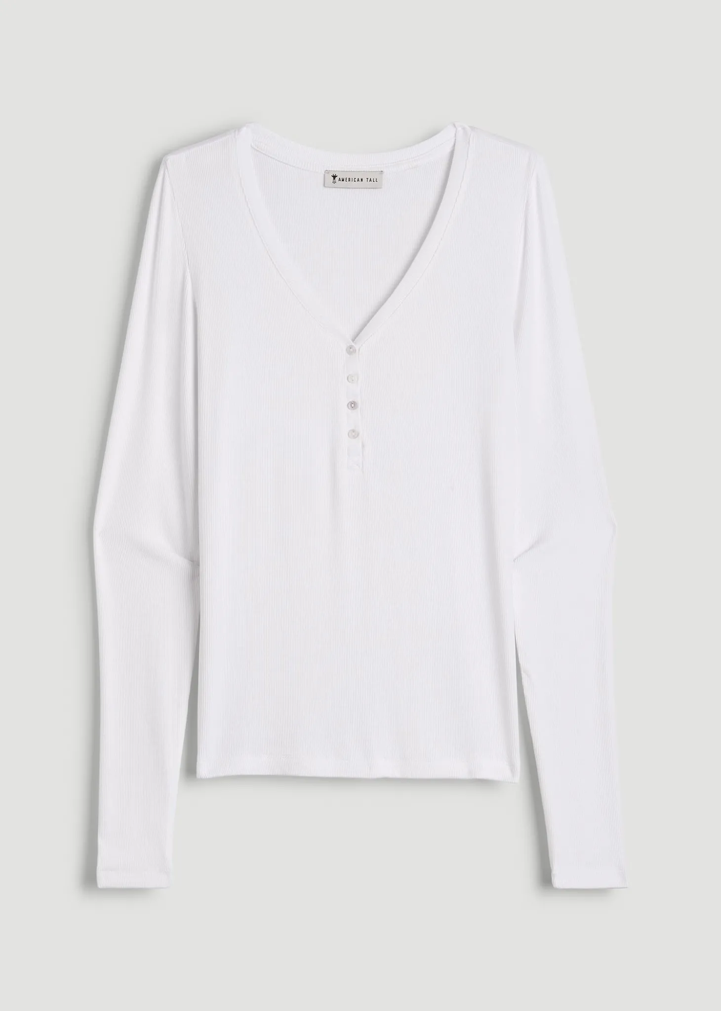 Fitted Ribbed Long Sleeve Henley for Tall Women