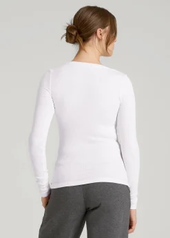 Fitted Ribbed Long Sleeve Henley for Tall Women