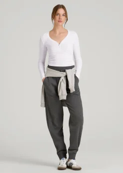 Fitted Ribbed Long Sleeve Henley for Tall Women