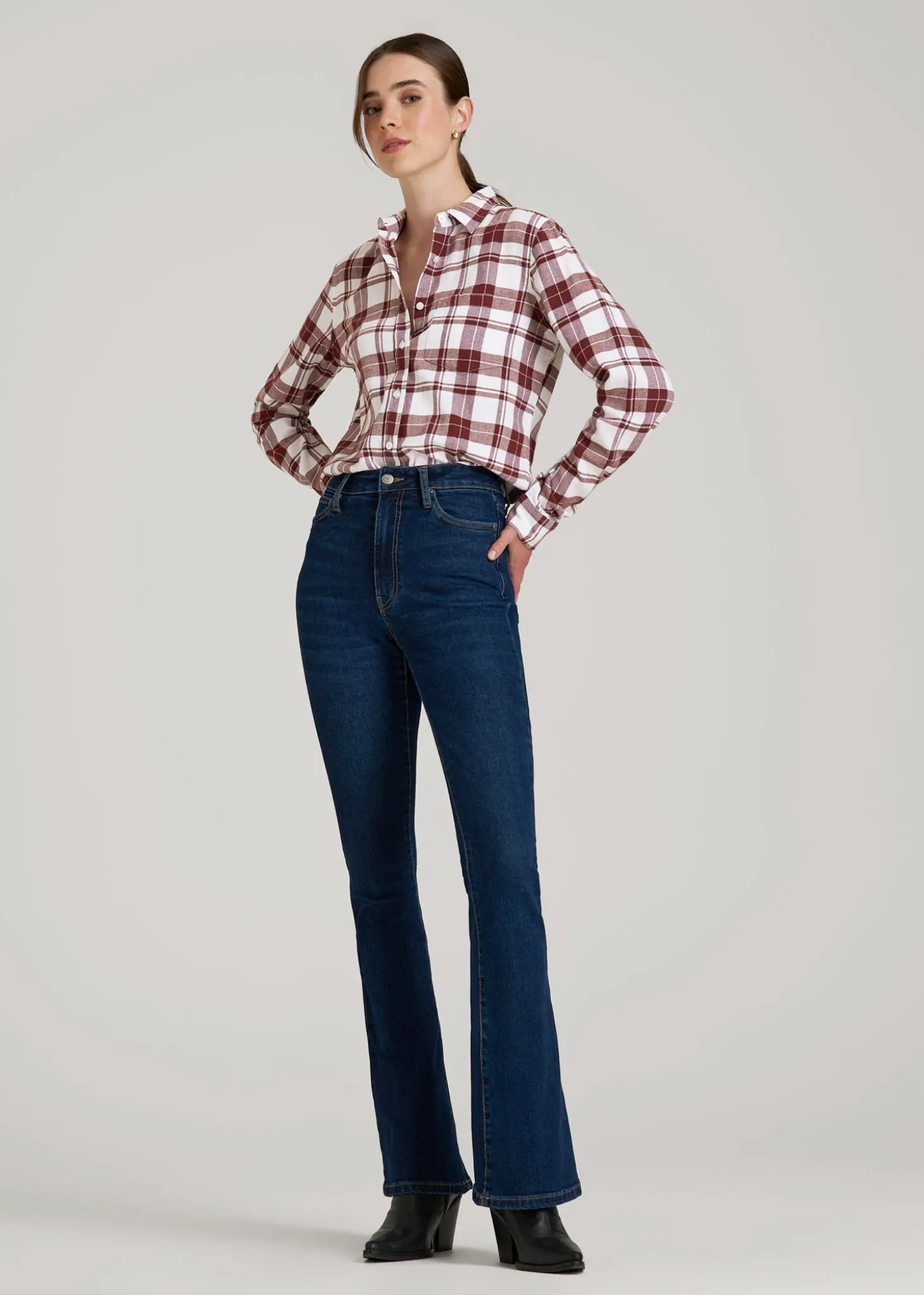 Flannel Button-Up Shirt for Tall Women