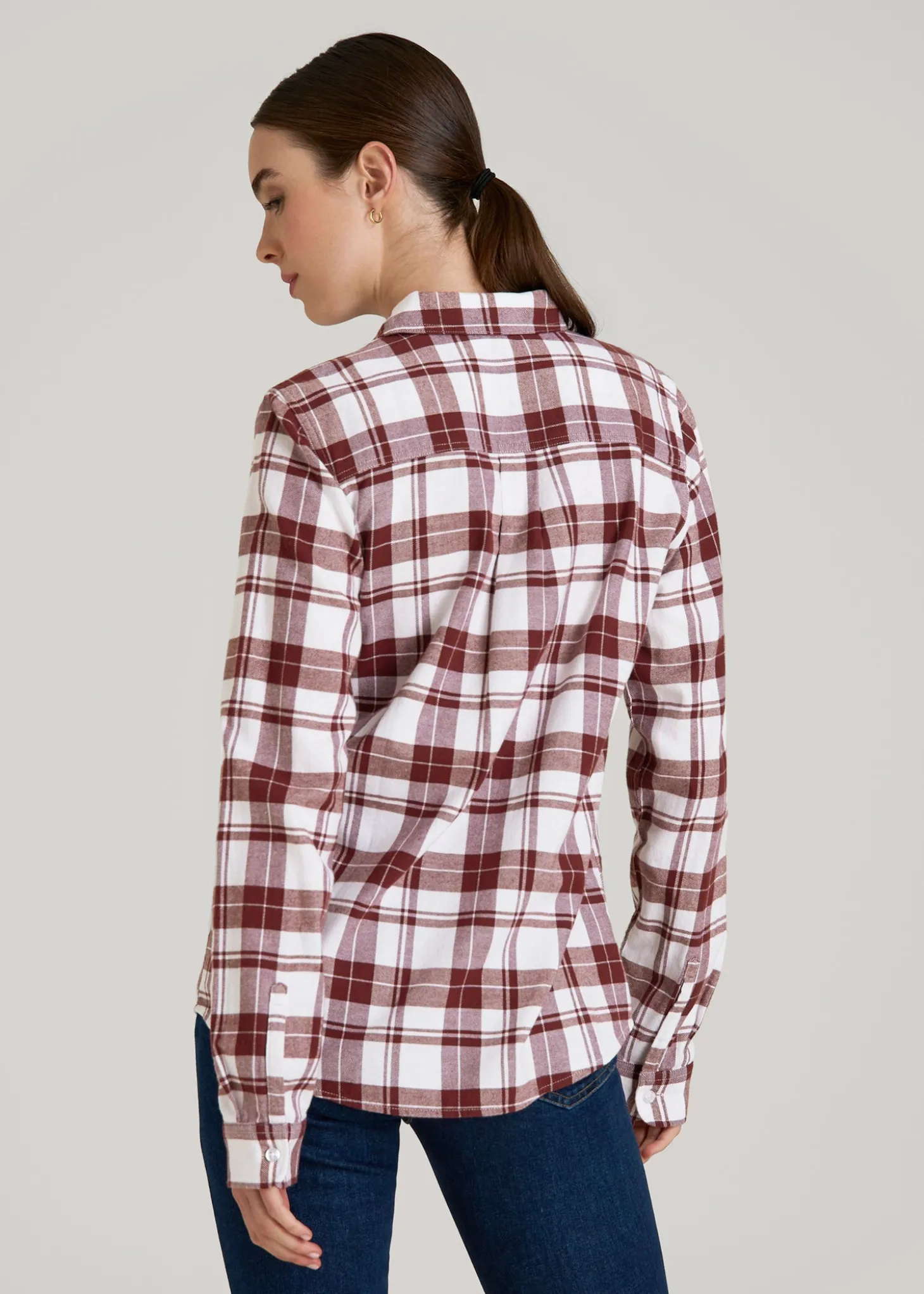 Flannel Button-Up Shirt for Tall Women
