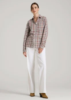 Flannel Button-Up Shirt for Tall Women