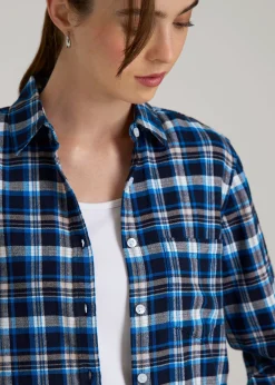 Flannel Button-Up Shirt for Tall Women