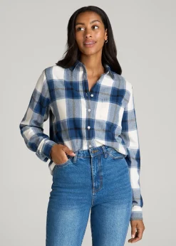 Flannel Button-Up Shirt for Tall Women
