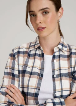 Flannel Button-Up Shirt for Tall Women