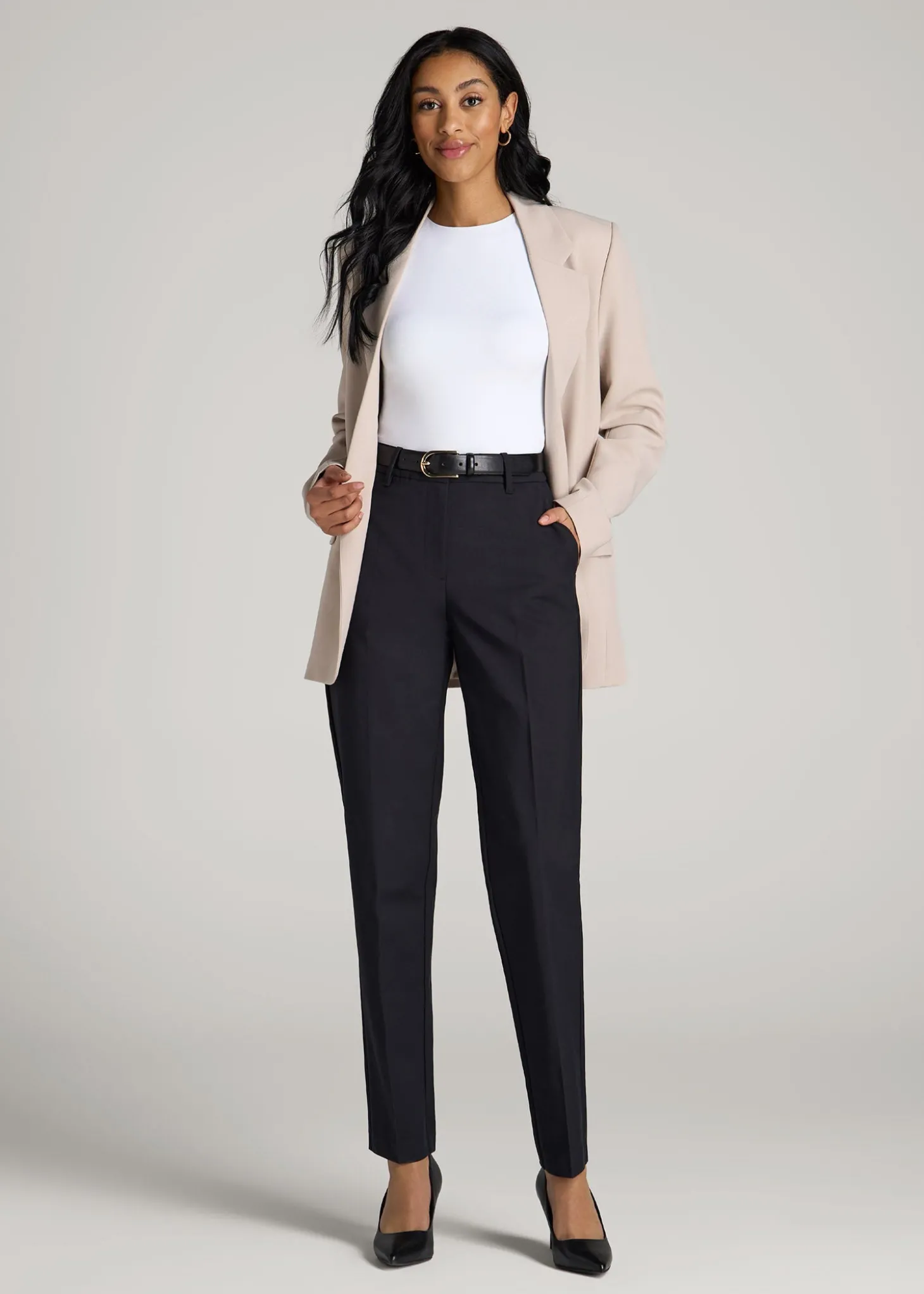 Flat Front Tapered Dress Pants for Tall Women