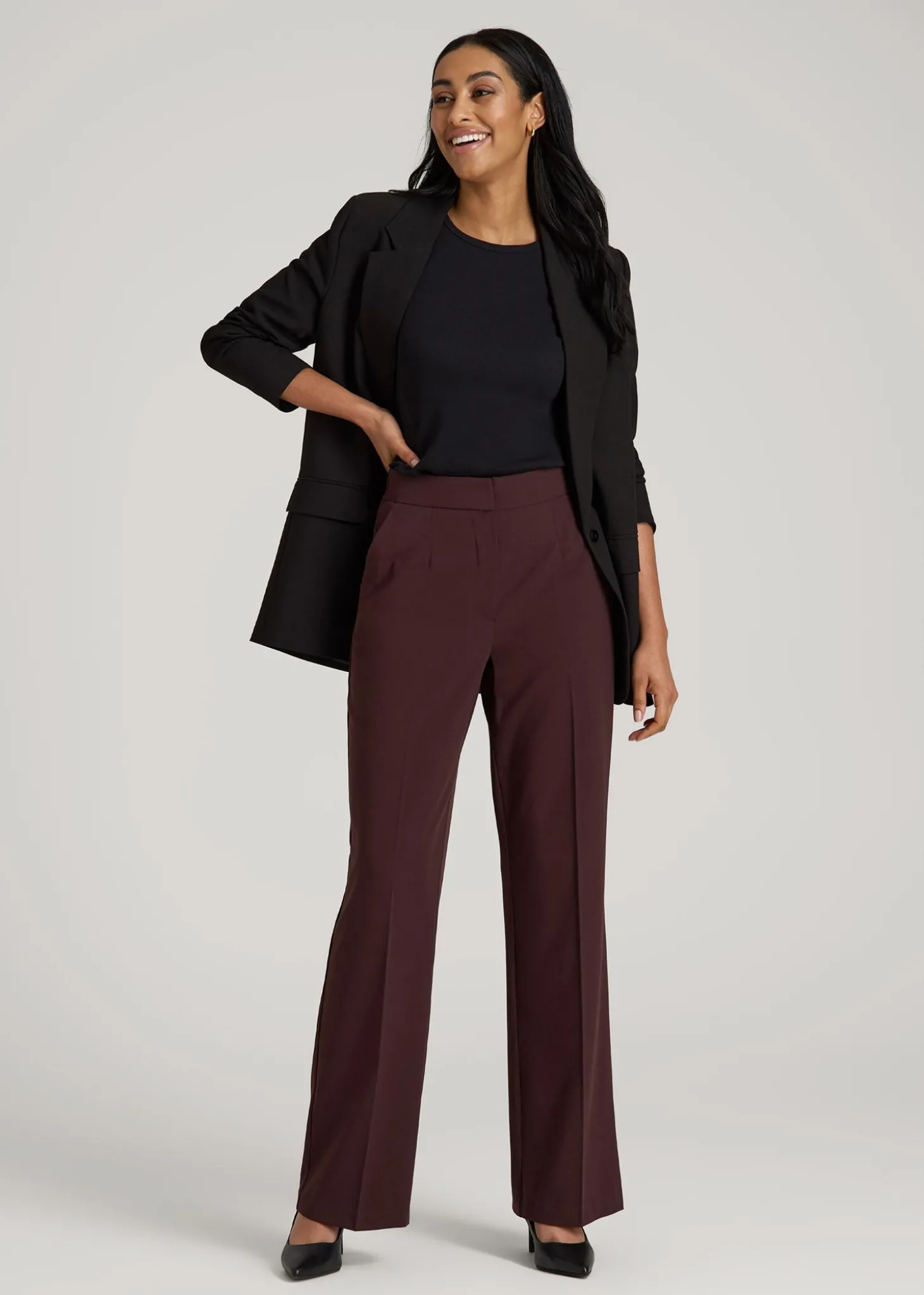 Flat Front Wide Leg Dress Pants for Tall Women
