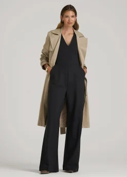 Flex Ponte Wide-Leg V-Neck Jumpsuit for Tall Women