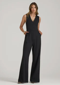 Flex Ponte Wide-Leg V-Neck Jumpsuit for Tall Women