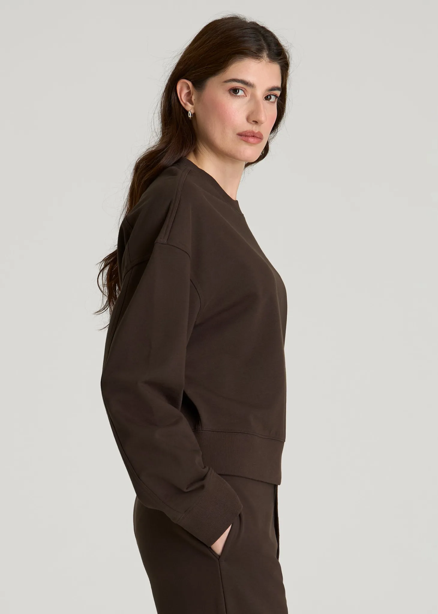 French Terry Cropped Crew for Tall Women