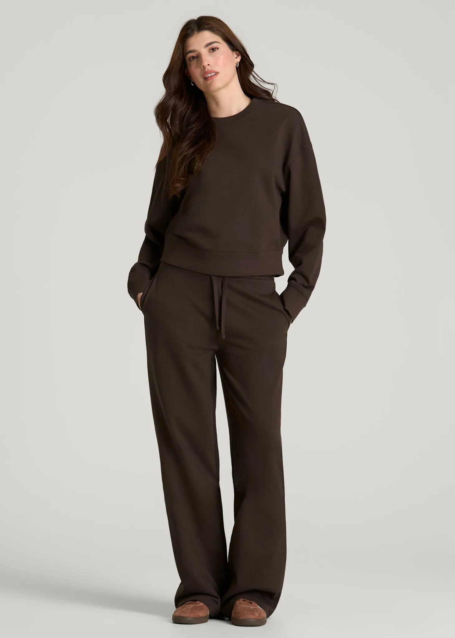 French Terry Midrise Wide-Leg Pants for Tall Women