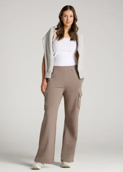 French Terry Wide Leg Cargo Sweatpants for Tall Women