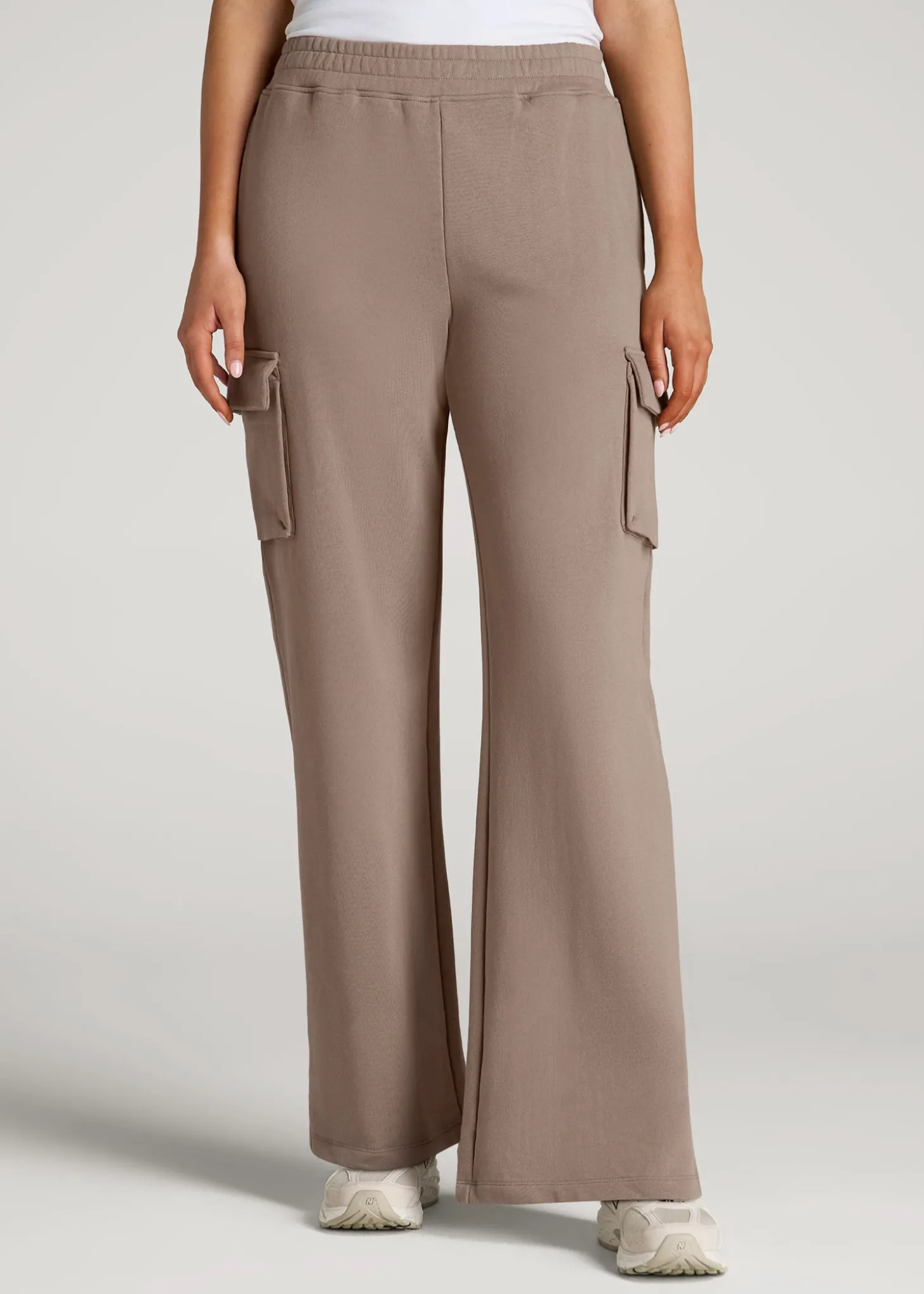 French Terry Wide Leg Cargo Sweatpants for Tall Women