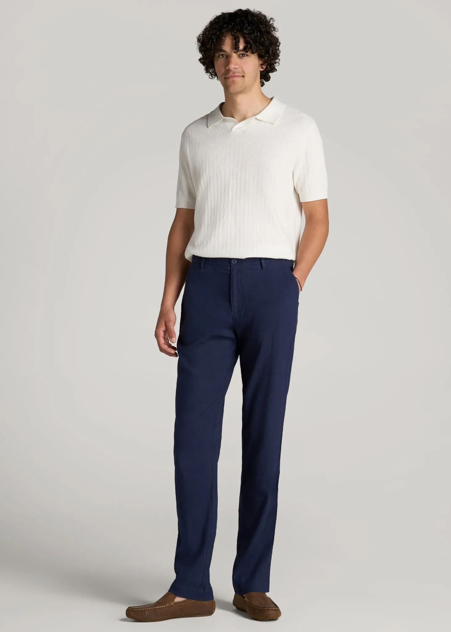 Garment Dyed Linen Casual Pants for Tall Men
