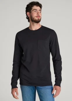 Garment Dyed Long Sleeve Pocket Tee for Tall Men