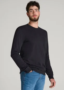 Garment Dyed Long Sleeve Pocket Tee for Tall Men