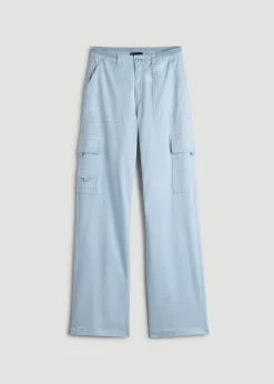 Garment Dyed Wide Leg Cargo Pants for Tall Women