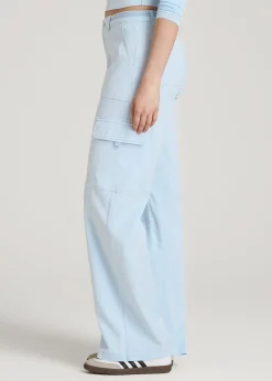 Garment Dyed Wide Leg Cargo Pants for Tall Women