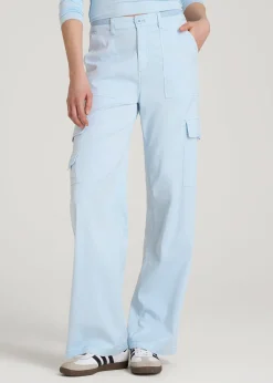 Garment Dyed Wide Leg Cargo Pants for Tall Women