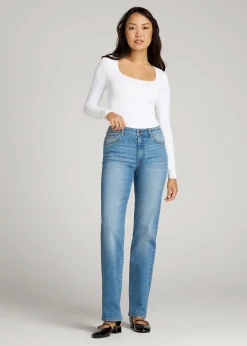 Harper High-Rise Straight Stretch Jeans for Tall Women