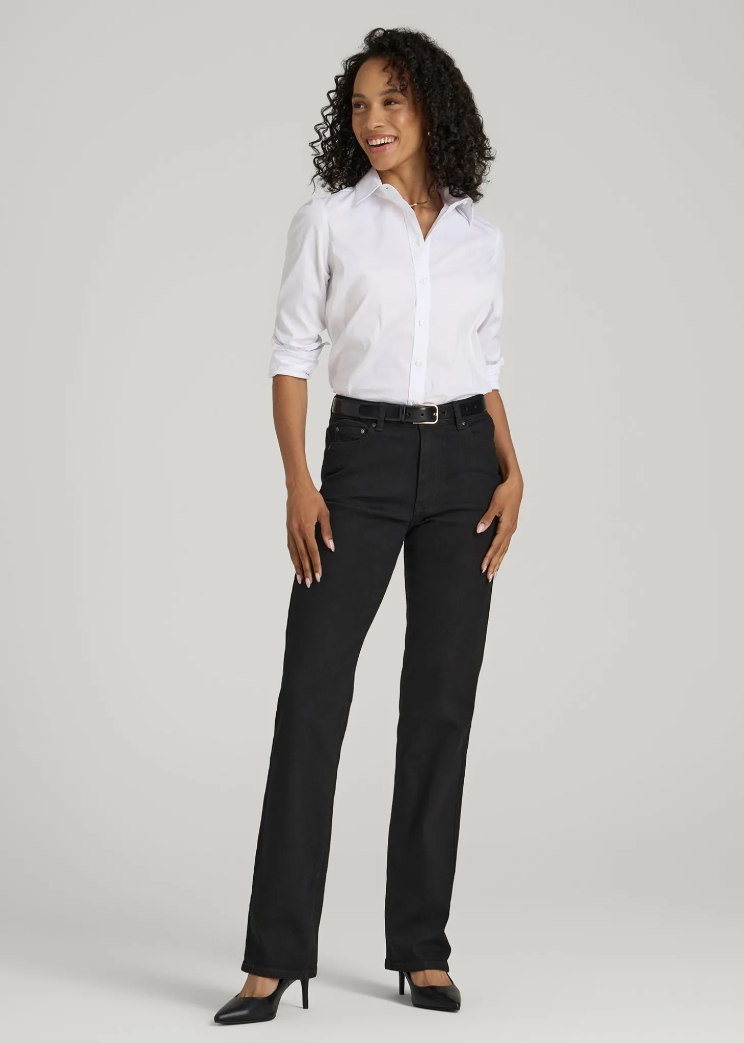 Harper High-Rise Straight Stretch Jeans for Tall Women