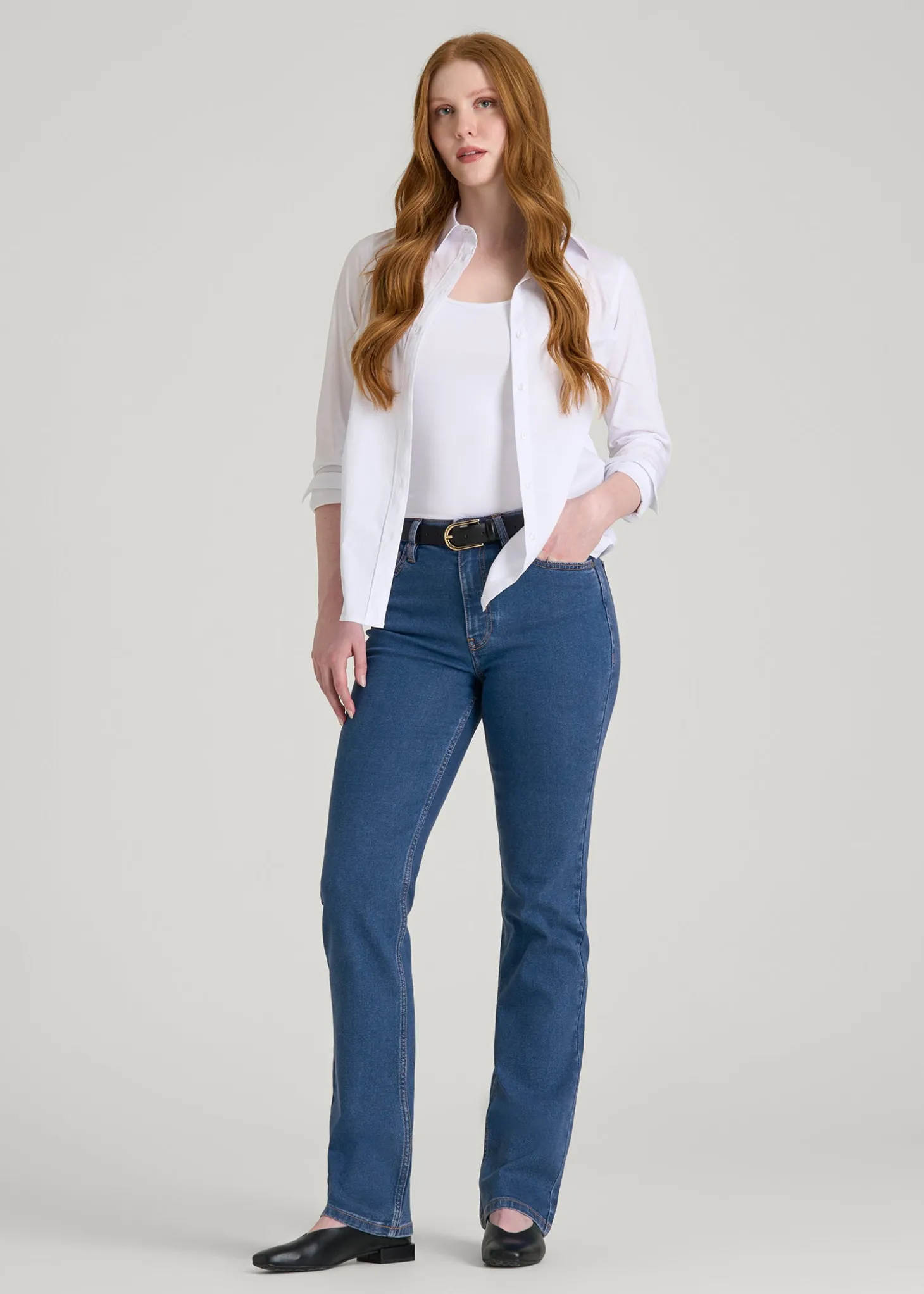 Harper High-Rise Straight Stretch Jeans for Tall Women