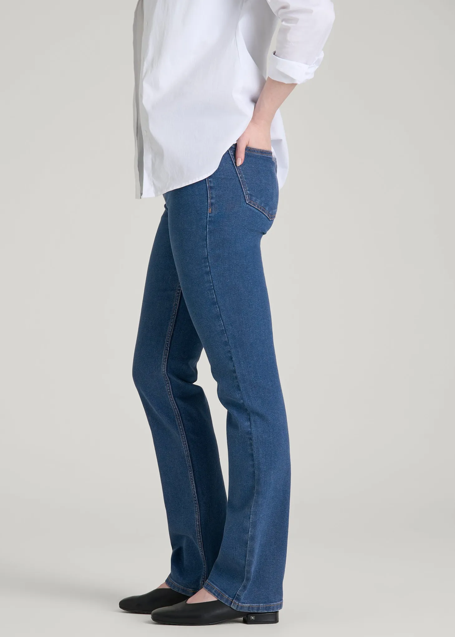 Harper High-Rise Straight Stretch Jeans for Tall Women