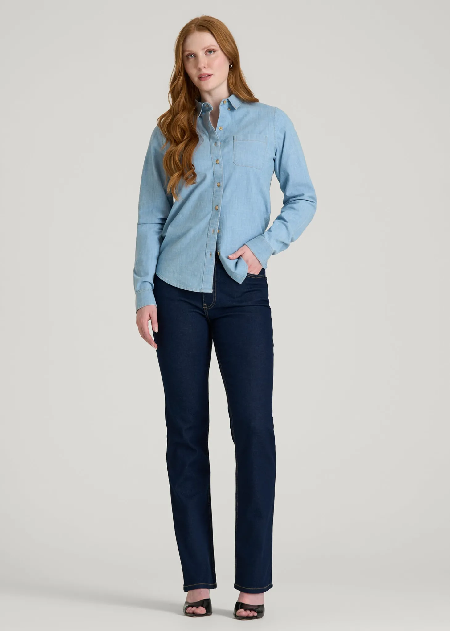 Harper High-Rise Straight Stretch Jeans for Tall Women