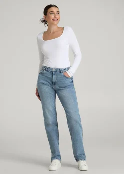 Harper High-Rise Straight Stretch Jeans for Tall Women