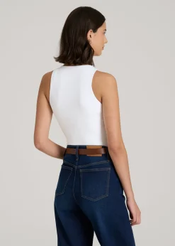 High Crewneck Sleeveless Bodysuit for Tall Women