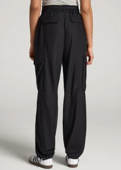 High Rise Cargo Parachute Pants for Tall Women