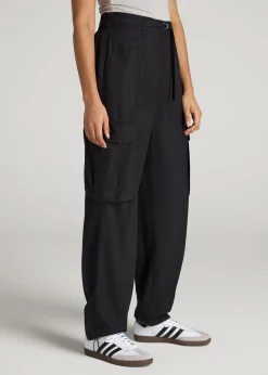 High Rise Cargo Parachute Pants for Tall Women
