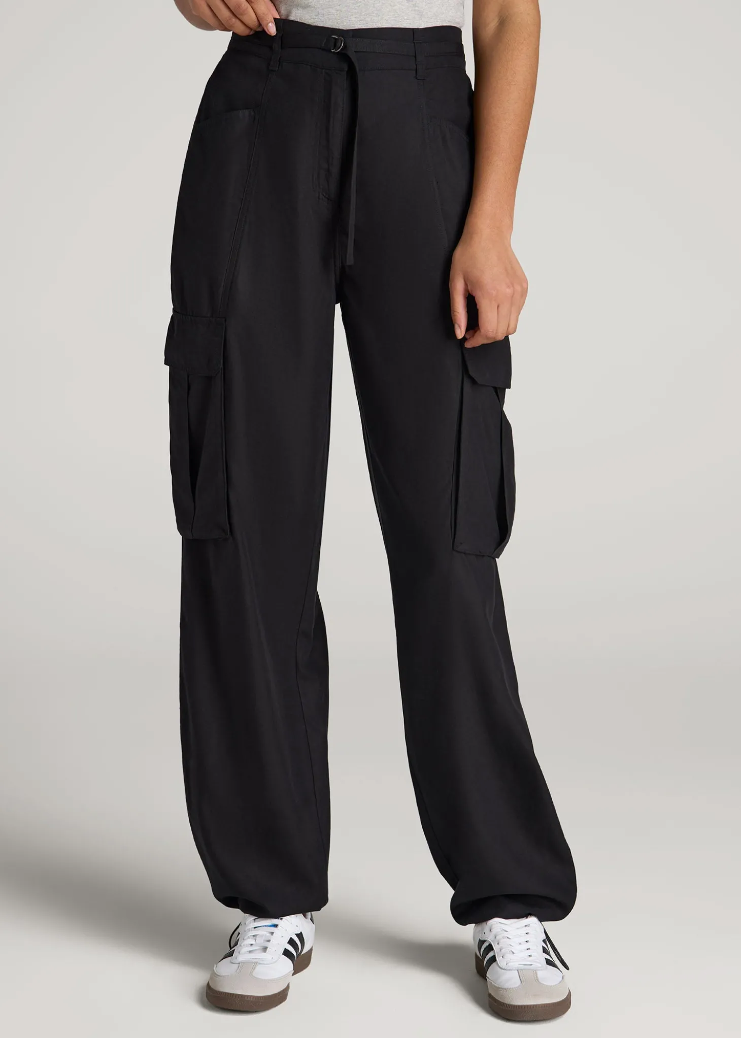 High Rise Cargo Parachute Pants for Tall Women
