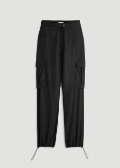 High Rise Cargo Parachute Pants for Tall Women