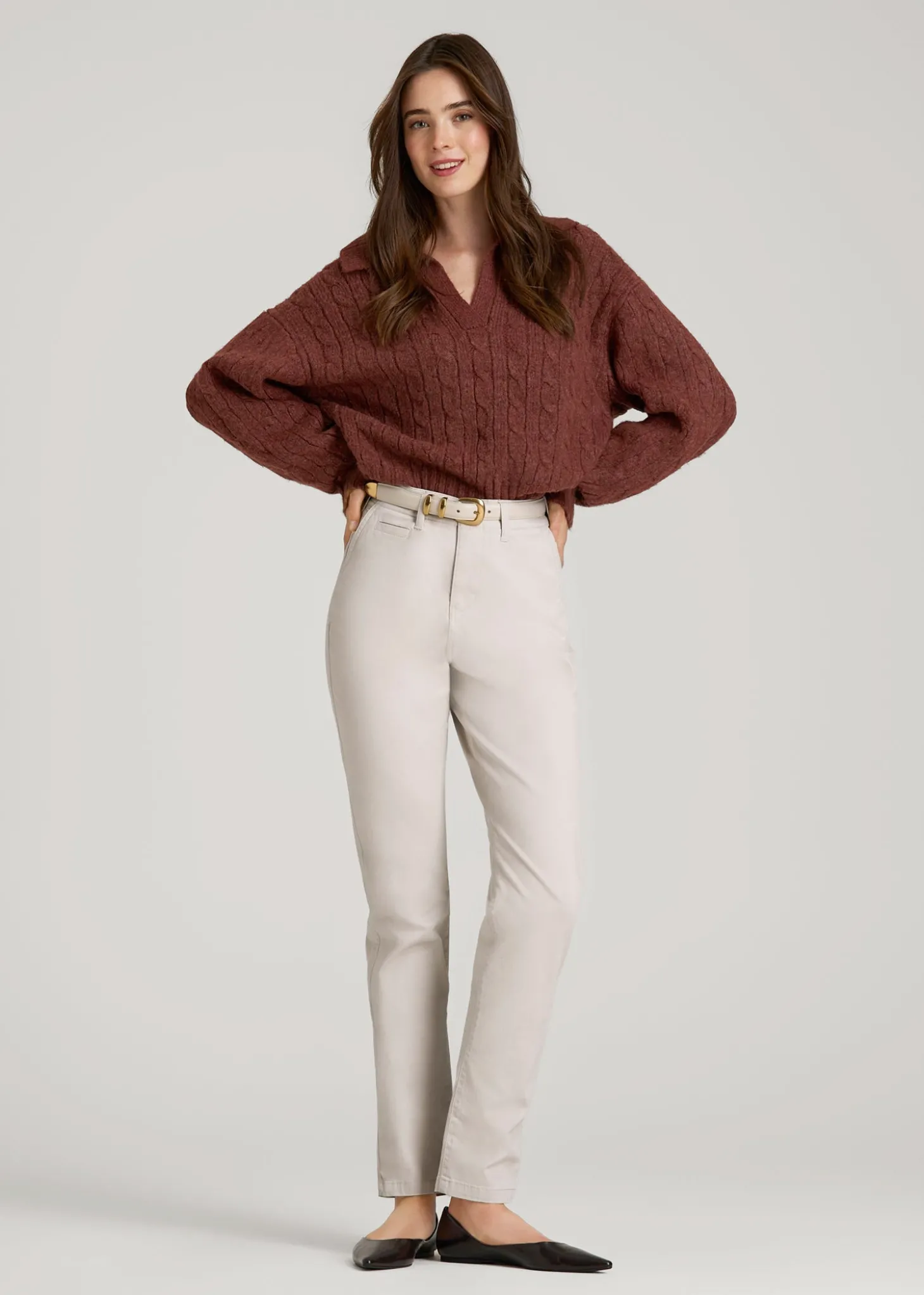 High Rise Tapered Chino Pants for Tall Women