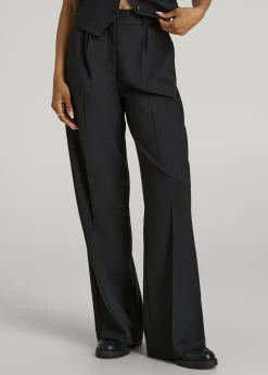 High-Rise Wide-Leg Pleated Dress Pants for Tall Women