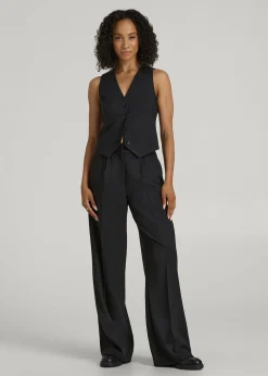 High-Rise Wide-Leg Pleated Dress Pants for Tall Women