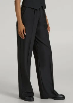 High-Rise Wide-Leg Pleated Dress Pants for Tall Women