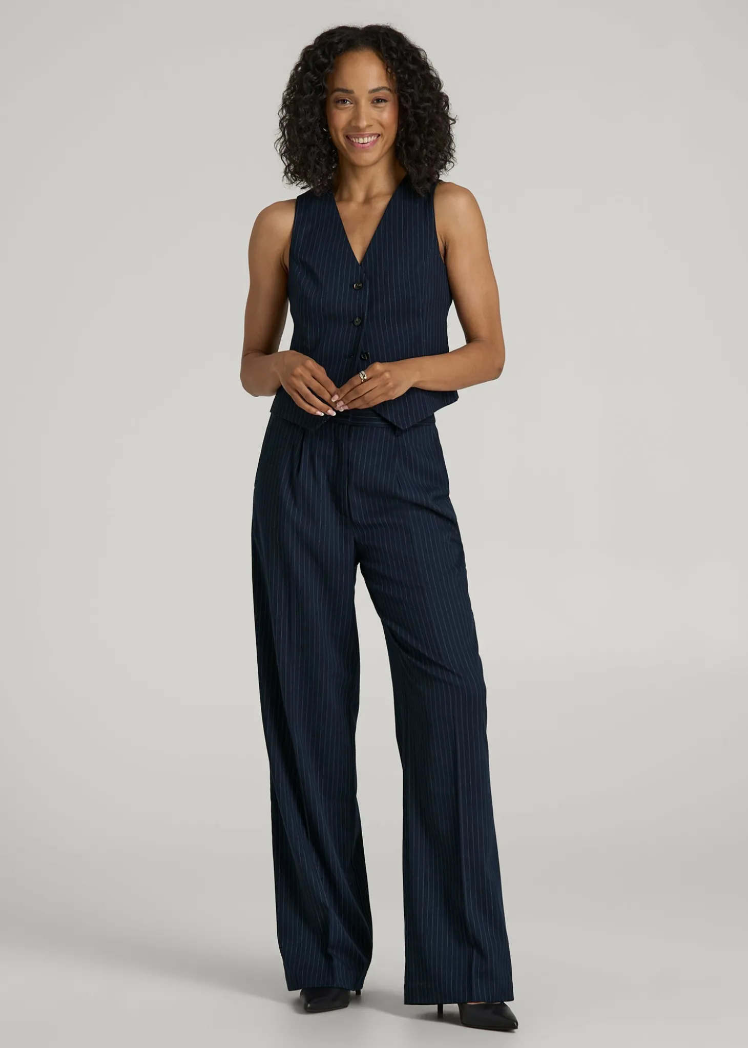 High-Rise Wide-Leg Pleated Dress Pants for Tall Women