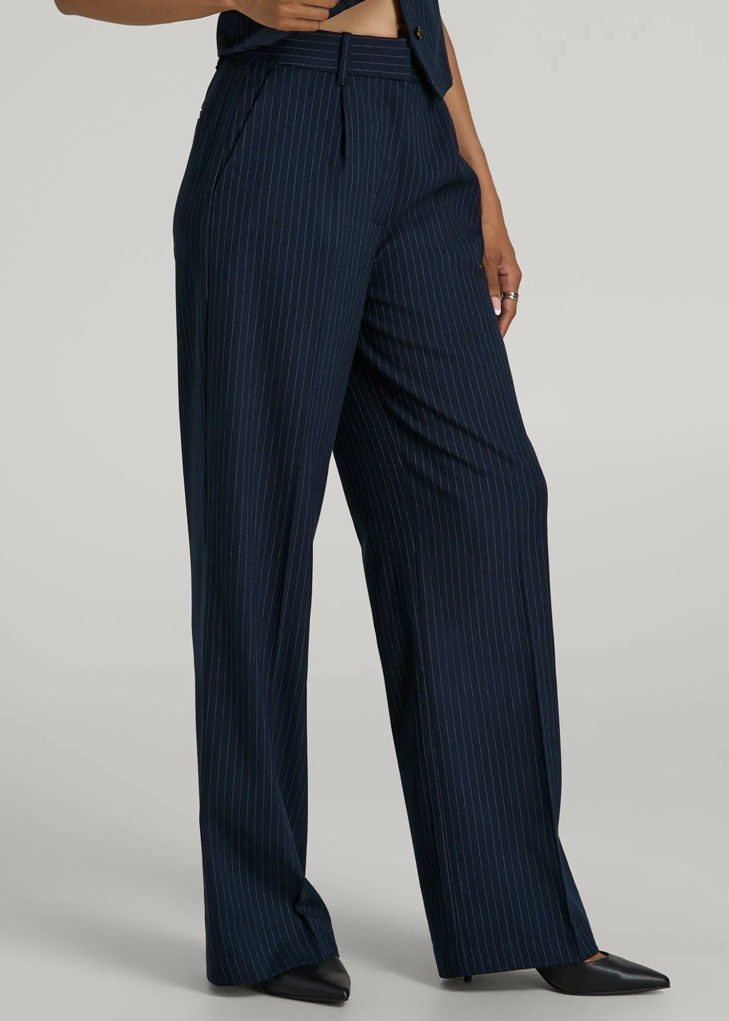 High-Rise Wide-Leg Pleated Dress Pants for Tall Women
