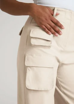 High-Waist Flat Front Cargo Pants for Tall Women