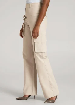 High-Waist Flat Front Cargo Pants for Tall Women