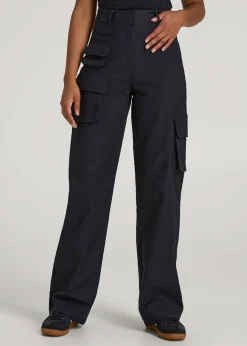 High-Waist Flat Front Cargo Pants for Tall Women