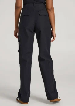 High-Waist Flat Front Cargo Pants for Tall Women