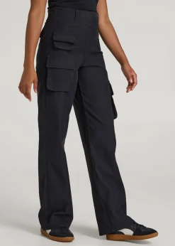 High-Waist Flat Front Cargo Pants for Tall Women