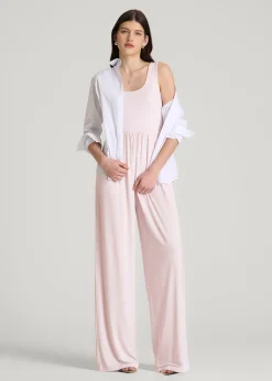 Jersey Tank Wide-Leg Jumpsuit with Pockets for Tall Women