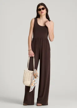 Jersey Tank Wide-Leg Jumpsuit with Pockets for Tall Women