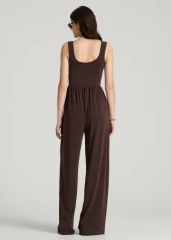Jersey Tank Wide-Leg Jumpsuit with Pockets for Tall Women